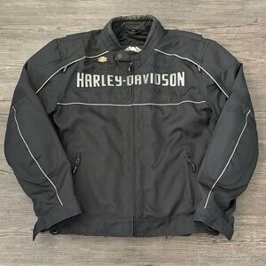 HARLEY DAVIDSON BLACK PADDED FULL ZIP RIDING JACKET MENS XL